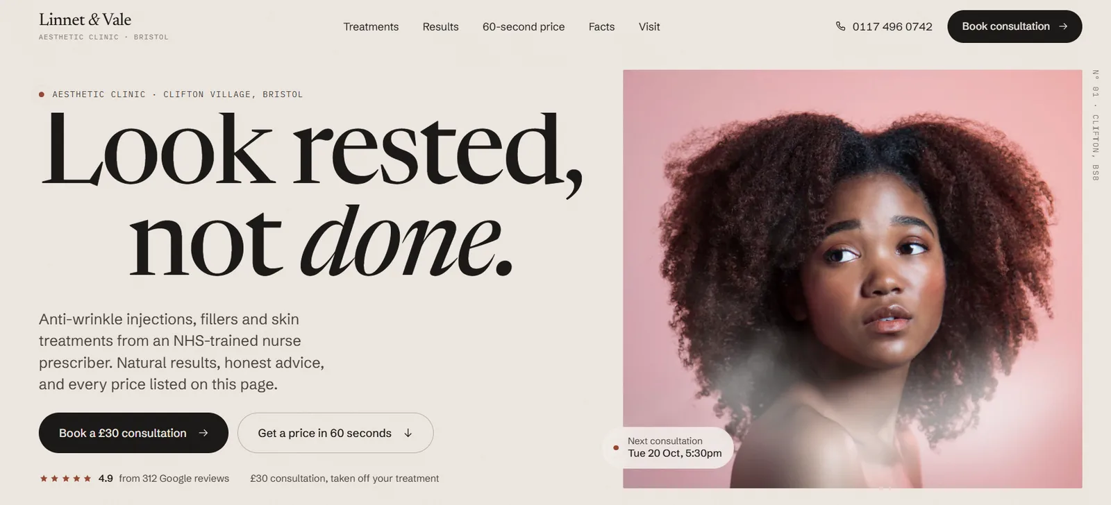 LINNET & VALE concept website on desktop