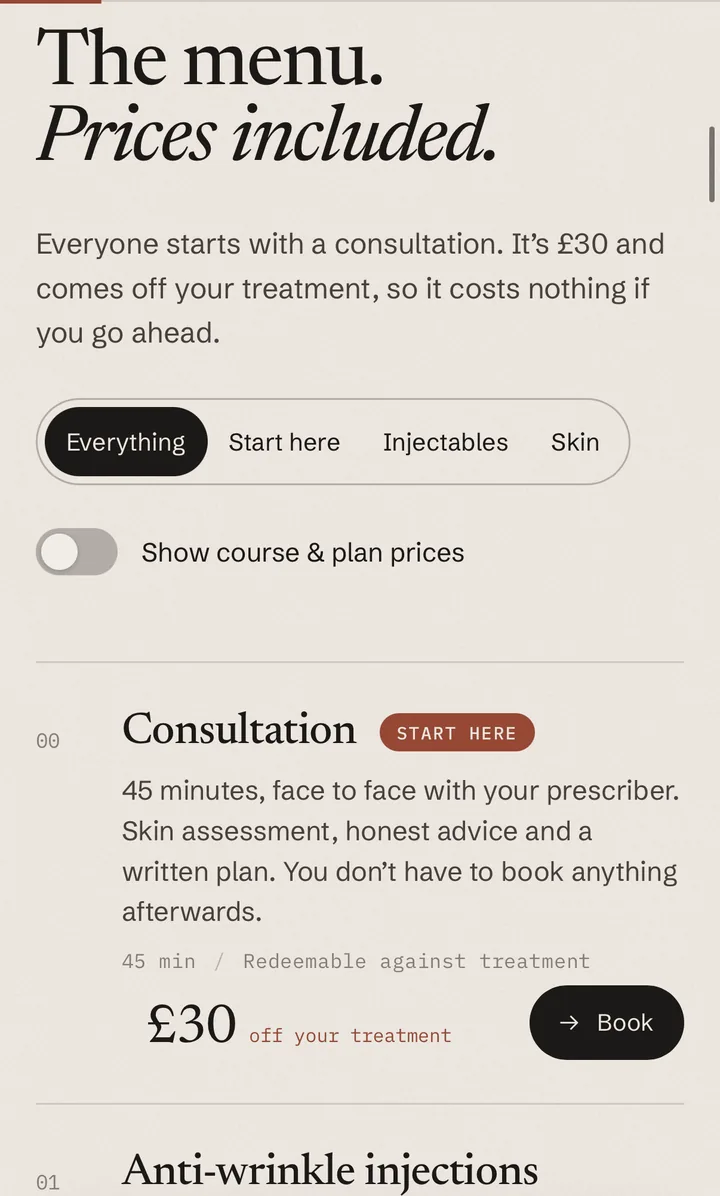LINNET & VALE concept website on mobile, screen 2