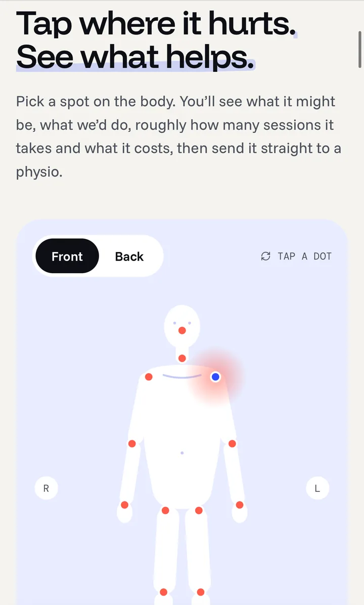 ASHLAR PHYSIOTHERAPY concept website on mobile, screen 2