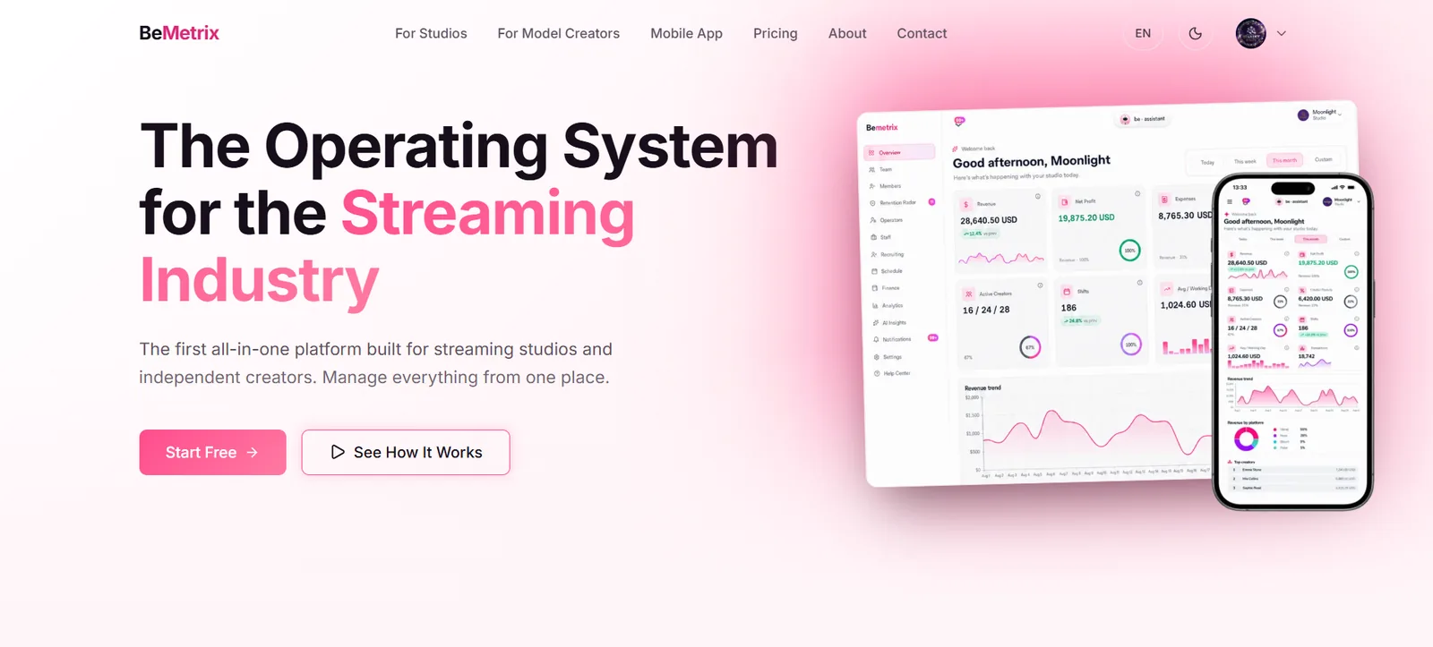 BEMETRIX platform on desktop